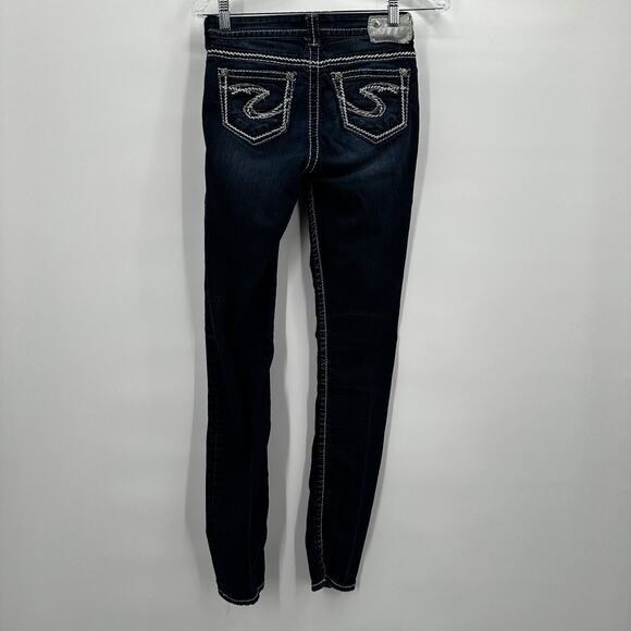 Silver Jeans Suki Super Skinny Jeans Womens 25 Dark Wash Stretch Denim - Picture 5 of 15